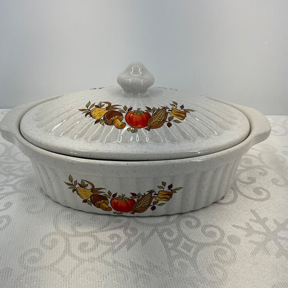 Vintage Japanese Stoneware‎ Speckled Oval Casserole Dish